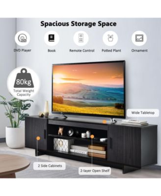 Modern Wood Universal TV Stand for TV up to 65 Inch with 2 Storage Cabinets