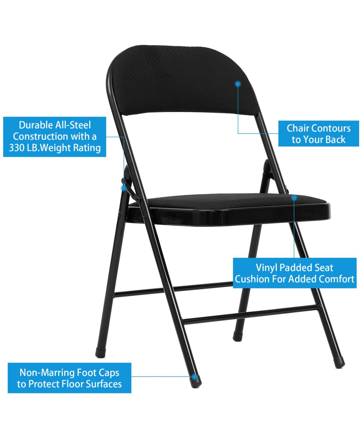 6-Pack Folding Chair Fabric Upholstered Padded Seat Metal Frame for Home Office Dining Room