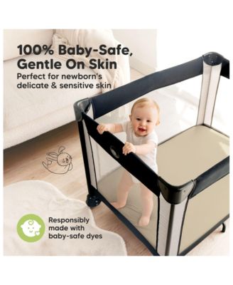 2-Pack Mini Crib Sheets, Pack and Play Sheets Fitted, Pack N Play Sheets, Organic Fitted Crib Sheet Cover