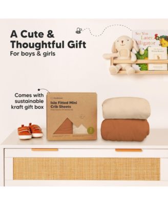 2-Pack Mini Crib Sheets, Pack and Play Sheets Fitted, Pack N Play Sheets, Organic Fitted Crib Sheet Cover