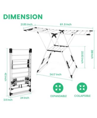 Folding Clothes Drying Rack Adjustable Height