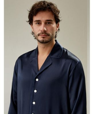 Men's Long Silk Pajamas Set for Men