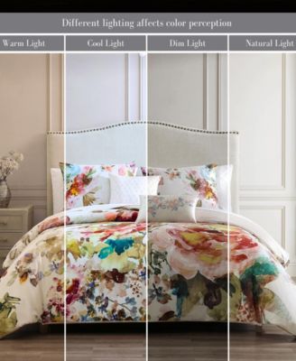 Antique Flowers 200-Thread Count Cotton Sateen 5-Pc. Reversible Comforter Set, King