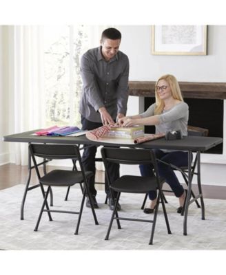 6 ft Plastic Folding Table Portable Fold-in-Half Table for Outdoor