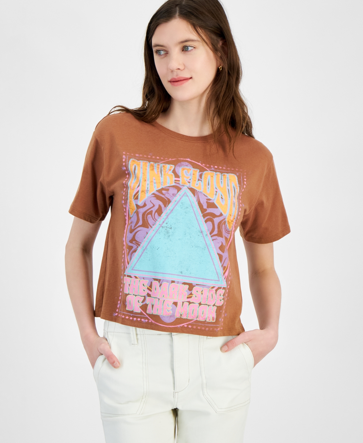 Juniors' Pink Floyd Dark Side Graphic T-Shirt - Brown