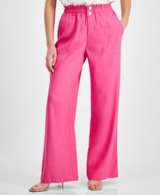 I.N.C. International Concepts - Petite Linen-Blend Paperbag-Waist Pants, Created for Macy's