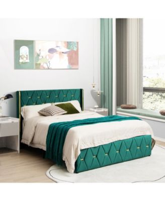 Upholstered Platform Bed Frame with Adjustable Headboard