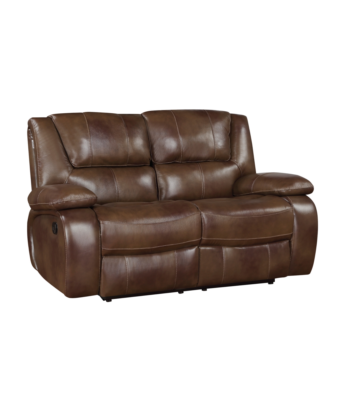 Shop Homelegance White Label Ouray 64" Leather Double Reclining Love Seat In Brown