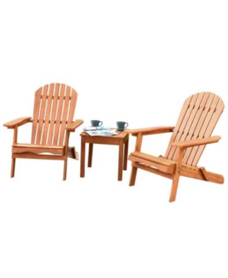 3 Piece Adirondack Chair Set with Widened Armrests Outdoor Patio Seating