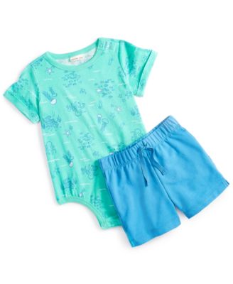 Shop First Impressions Baby Boys Ocean Friends Sunsuit Shorts Separates Created For Macys In Seaside Green