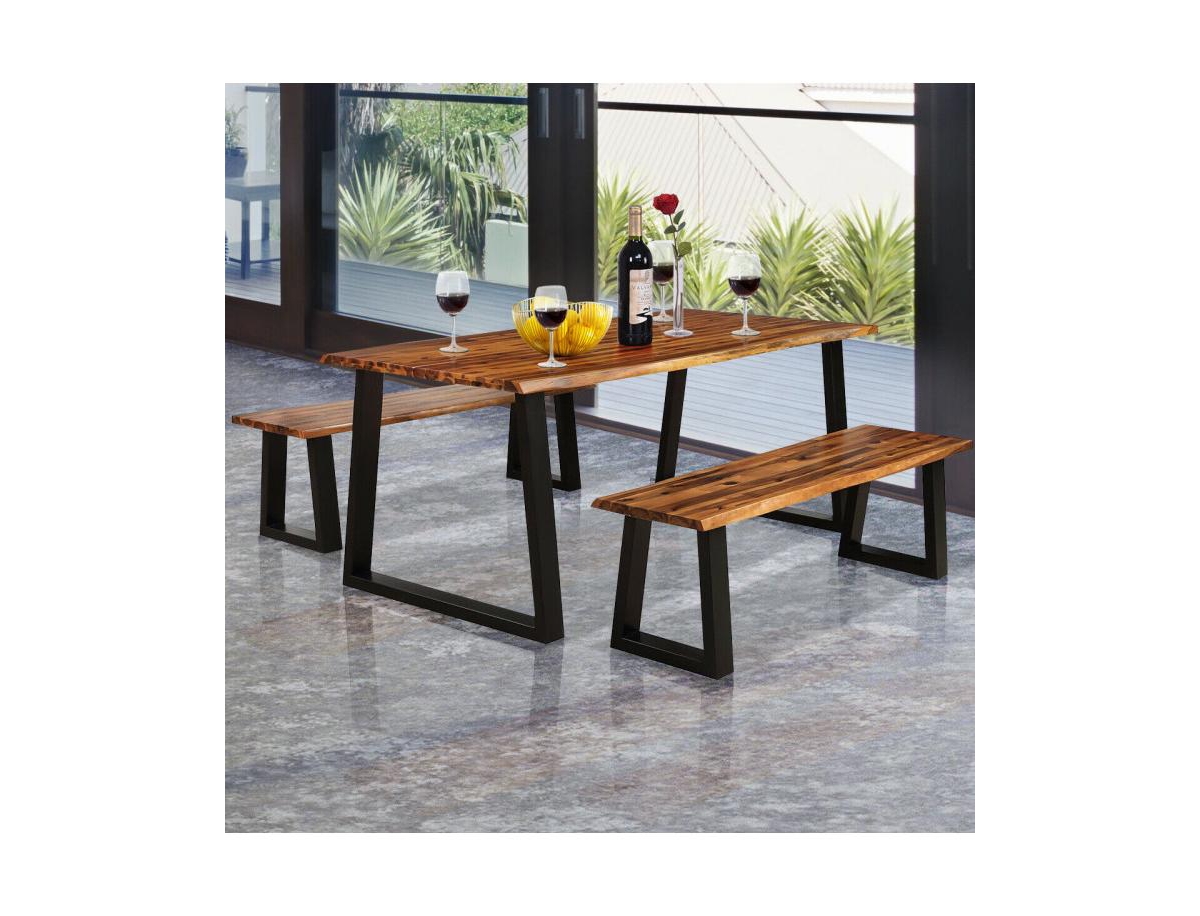 Shop Slickblue Rectangular Acacia Wood Dining Table In Brown