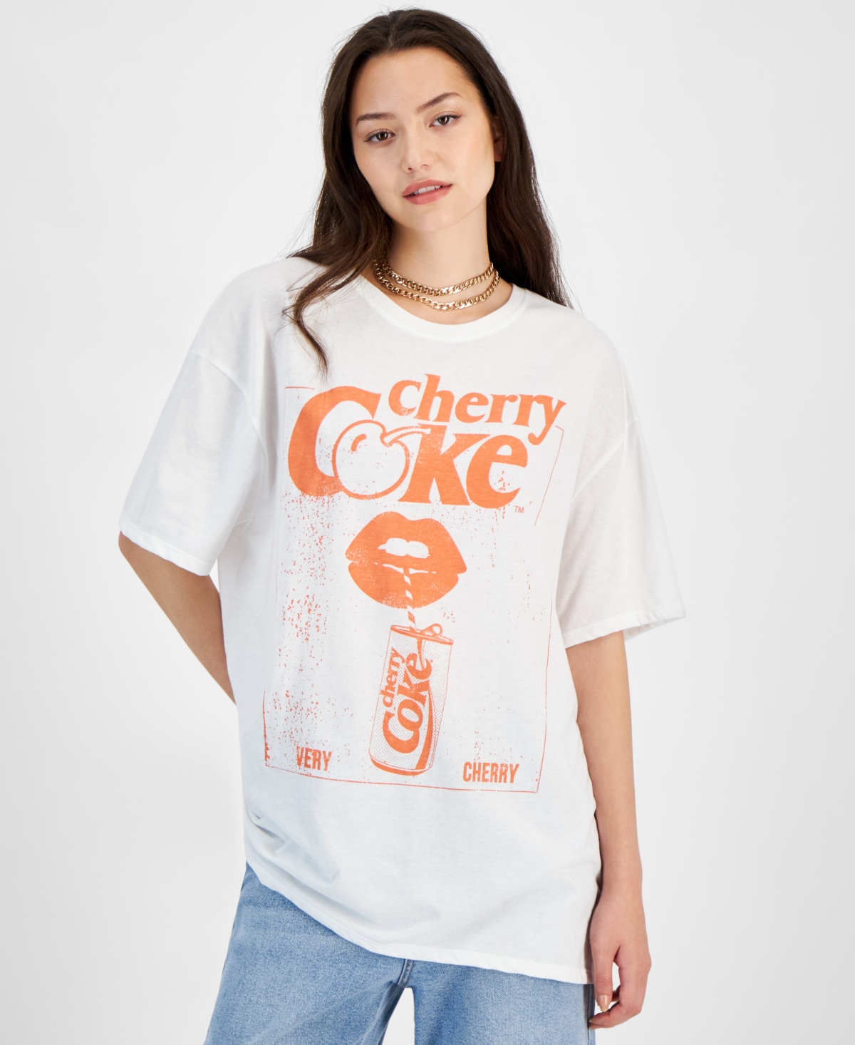 Juniors' Cherry Coke Graphic T-Shirt - White