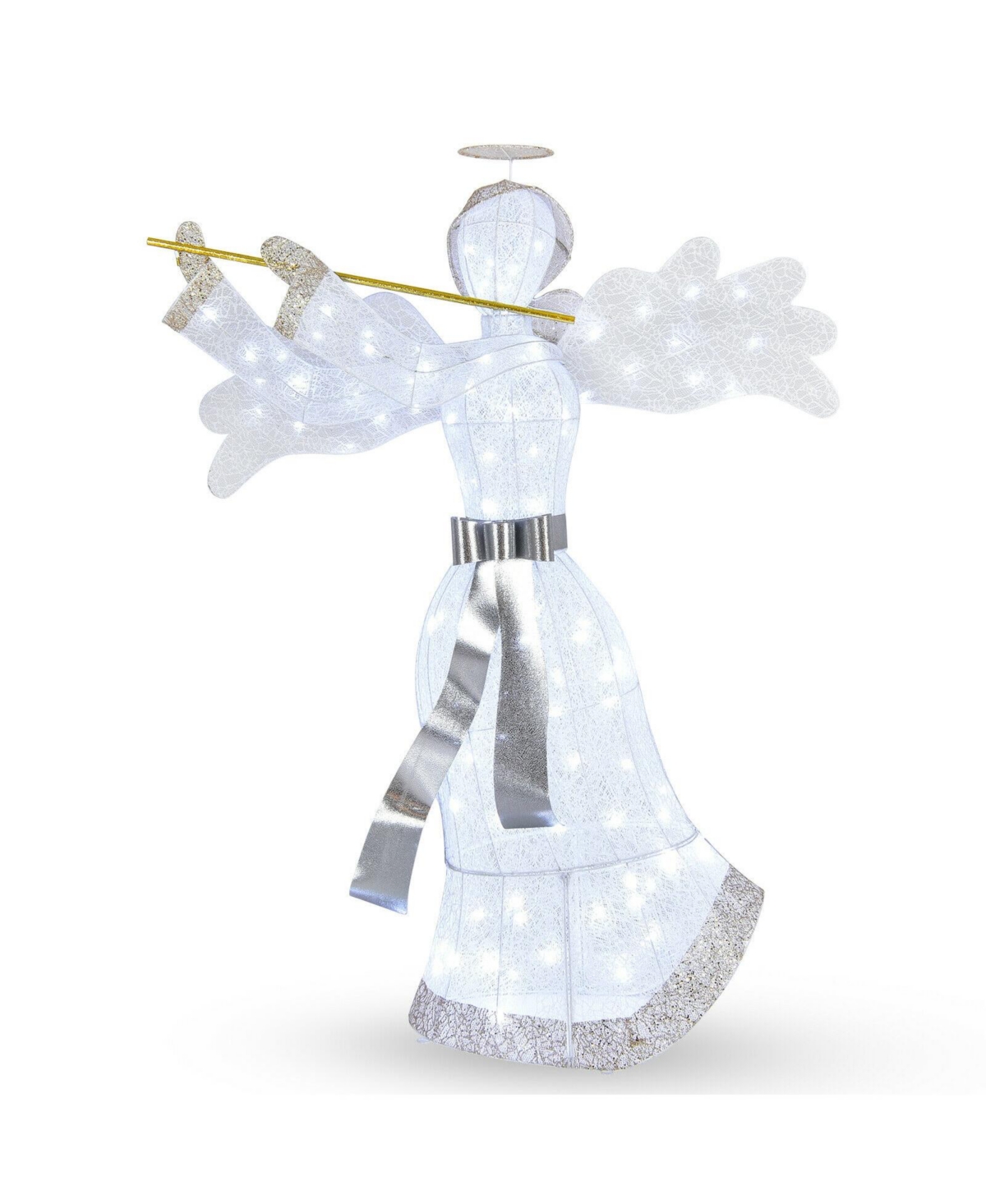 Pre-Lit Angel Christmas Decoration with 100 Led Lights - White, gold