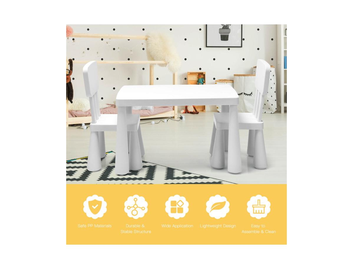 Slickblue 3 Pieces Toddler Multi Activity Play Dining Study Kids Table and Chair Set