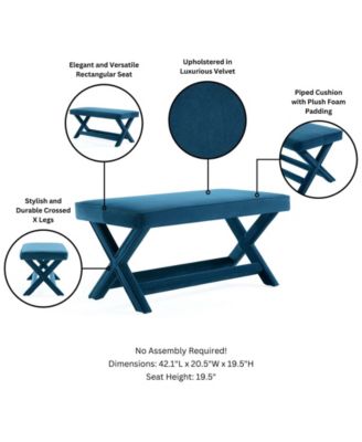 Abigail 42.12" Velvet Upholstered Double Ottoman Bench