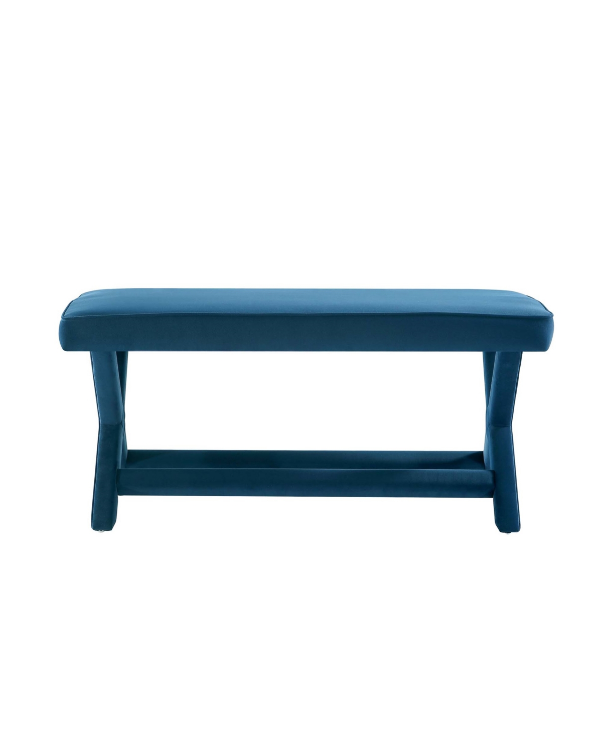 Shop Manhattan Comfort Abigail 42.12" Velvet Upholstered Rubberwood Double Ottoman Bench In Evergreen