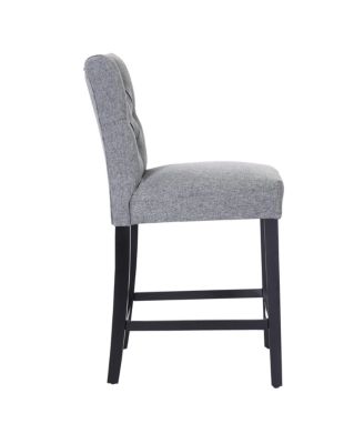 24" Linen Fabric Tufted Counter Stool