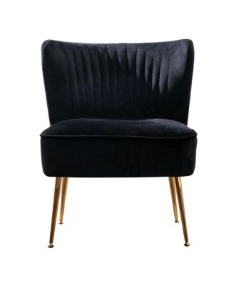 25" Wide  Velvet Upholstered Tufted, Metal Legs Accent Chair