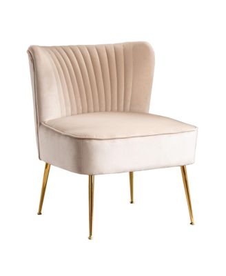 25" Wide  Velvet Upholstered Tufted, Metal Legs Accent Chair