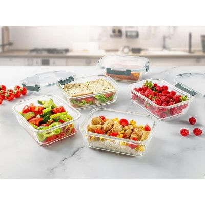 5 Pack Glass Meal Prep Containers - Airtight, Premium Borosilicate Glass Food Storage Containers