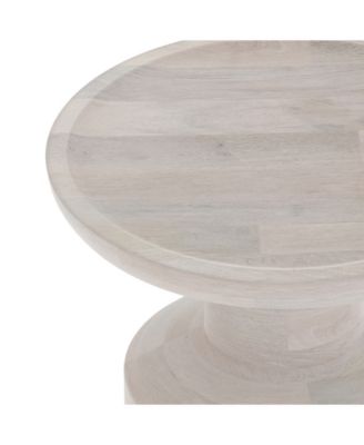 Haynes Solid Mango Wood Wooden Accent Table in White Wash