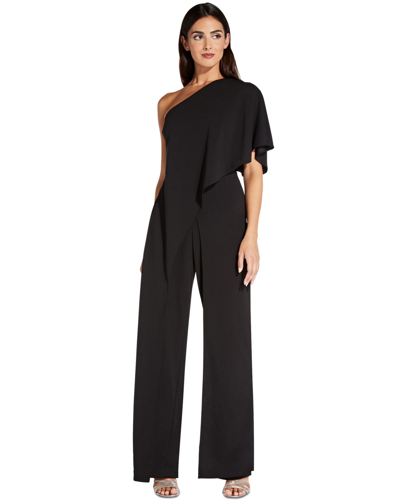 Женский комбинезон Adrianna Papell One-Shoulder Jumpsuit, цвет: Чёрный — фото 3