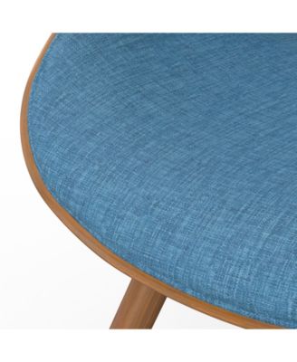 Malden Bentwood Dining Chair with Wood Back in Blue Linen Look Woven Fabric