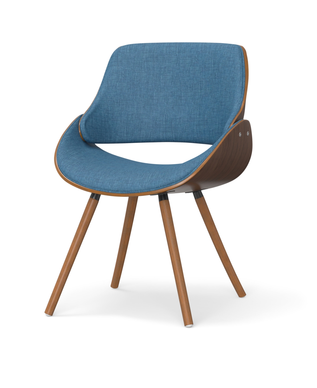 Shop Simpli Home Malden Bentwood Dining Chair With Wood Back In Blue Linen Look Woven Fabric