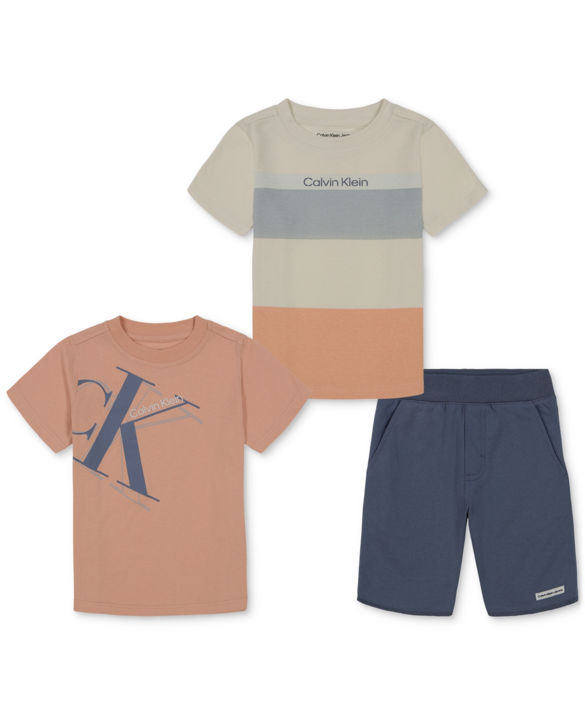 Shop Calvin Klein Toddler 2 Colorful Logo Tees And French Terry Shorts, 3 Piece In Assorted