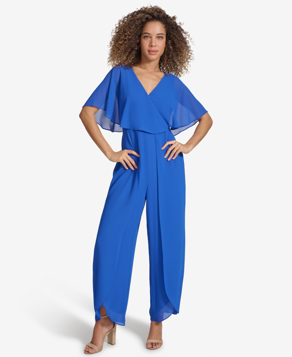 Shop Kensie Women's Flutter-sleeve Jumpsuit In Cobalt