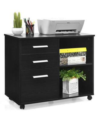 3-Drawer Mobile Lateral File Cabinet Printer Stand