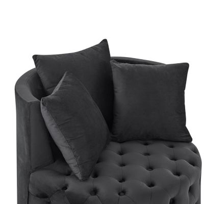 Velvet Swivel Chair with Wheels, 3 Pillows