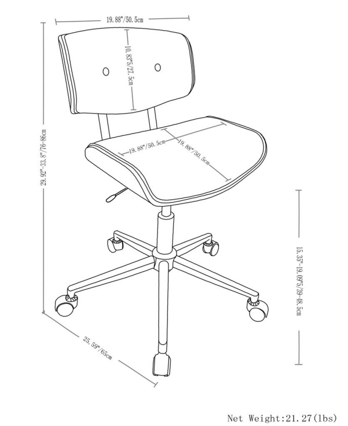 Simpli Home Dax Bentwood Office Chair In Distressed Slate Grey Pu Leather In Distressed Slate Grey