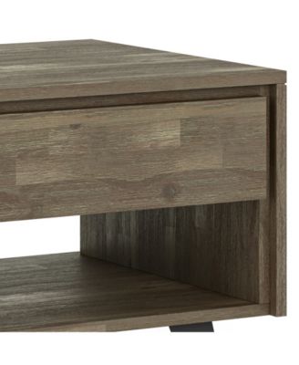 Lowry Solid Acacia Wood End Table in Distressed Grey