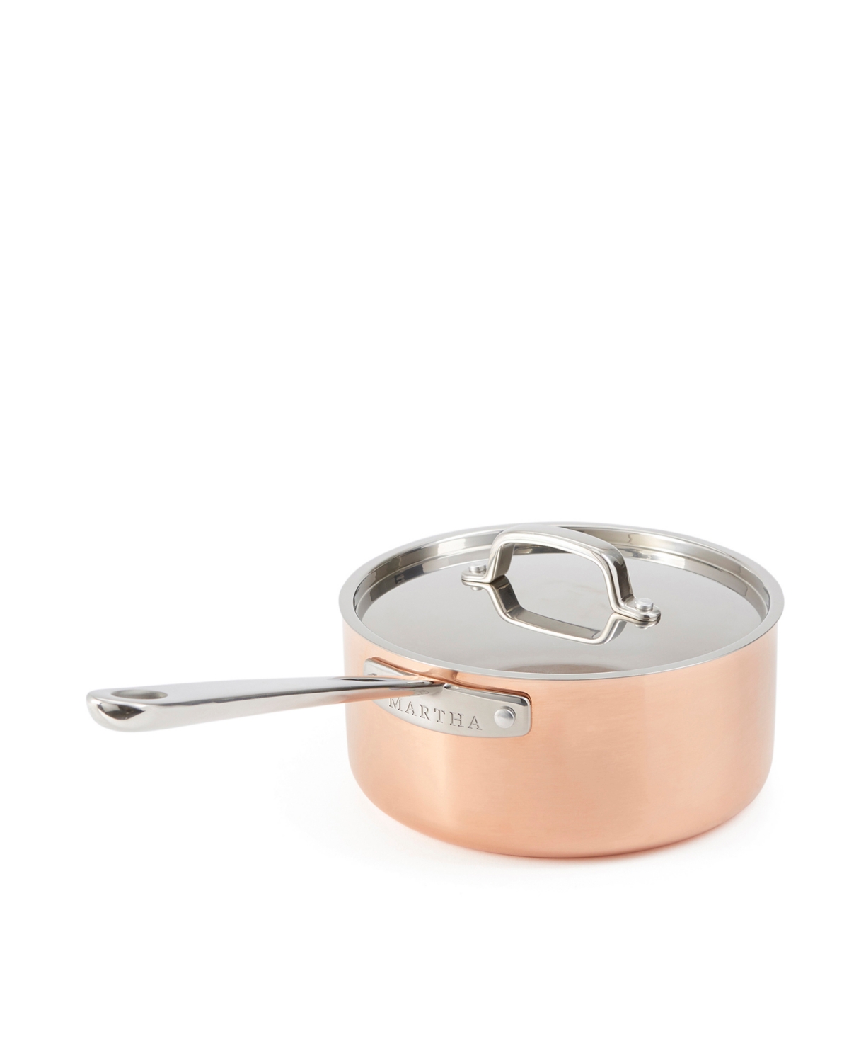 Shop Martha Stewart Collection Martha By Martha Stewart Stainless Steel 3 Qt Low Saucepan With Lid In Copper