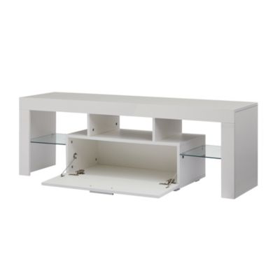  Modern TV Stand With LED Lights, High Glossy Front TV Cabinet