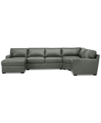 Radley 148" 4-Pc. Leather Wedge Modular Chaise Sectional