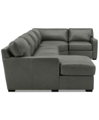 Radley 148" 4-Pc. Leather Wedge Modular Chaise Sectional