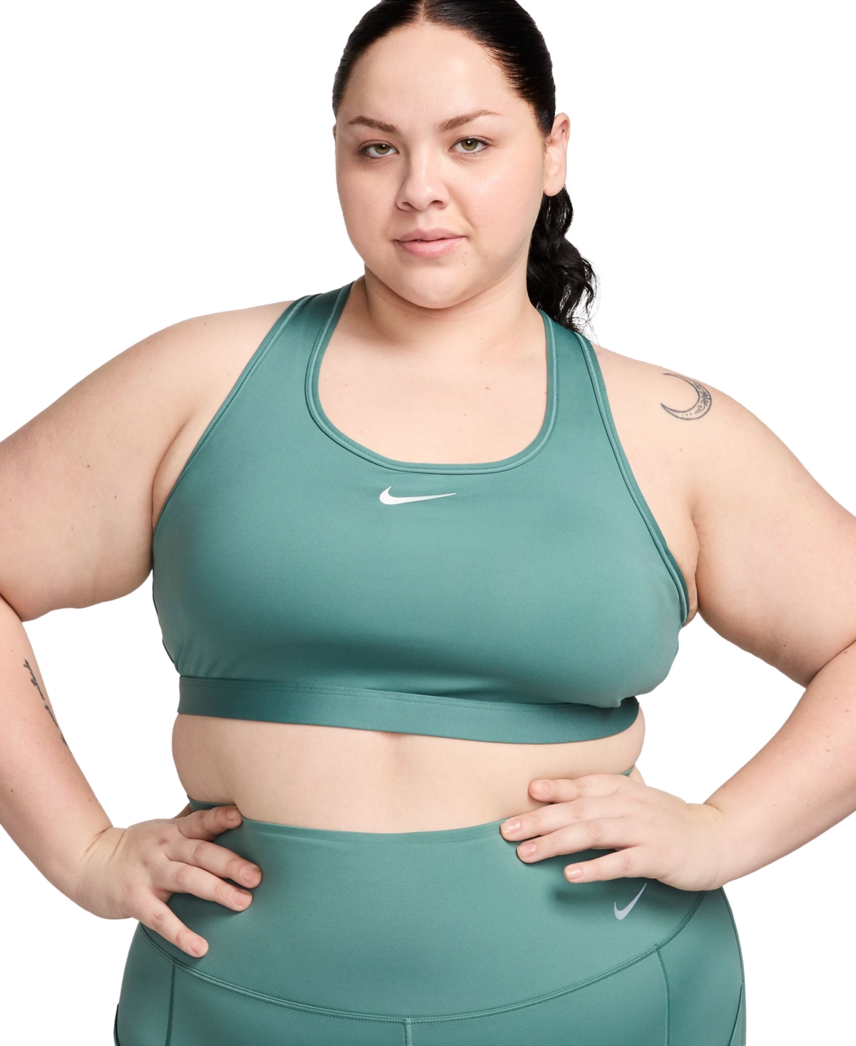 Nike Plus Size Active Medium-Support Padded Logo Sports Bra -white