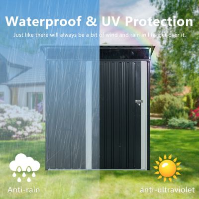 Streamdale 5FT X 3FT Outdoor Metal Storage Shed Transparent Plate Black