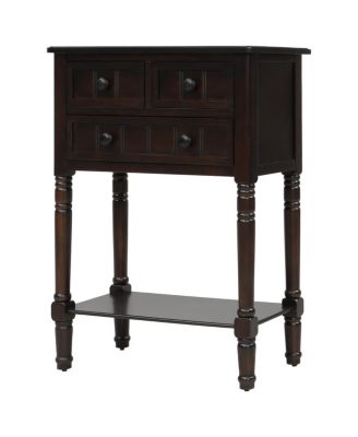 Narrow Console Table, Slim Sofa Table With Three Storage Drawers And Bottom Shelf