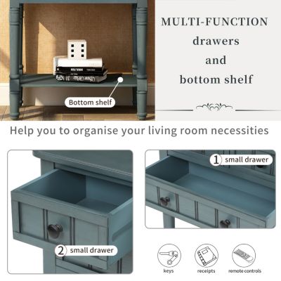 Simplie Fun Narrow Console Table, Slim Sofa Table With Three Storage Drawers And Bottom Shelf