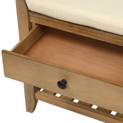 Multipurpose Entryway Bench with Cushioned Seat and Drawers