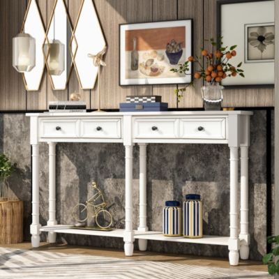 Simplie Fun Console Table Sofa Table Easy Assembly With Two Storage Drawers And Bottom Shelf