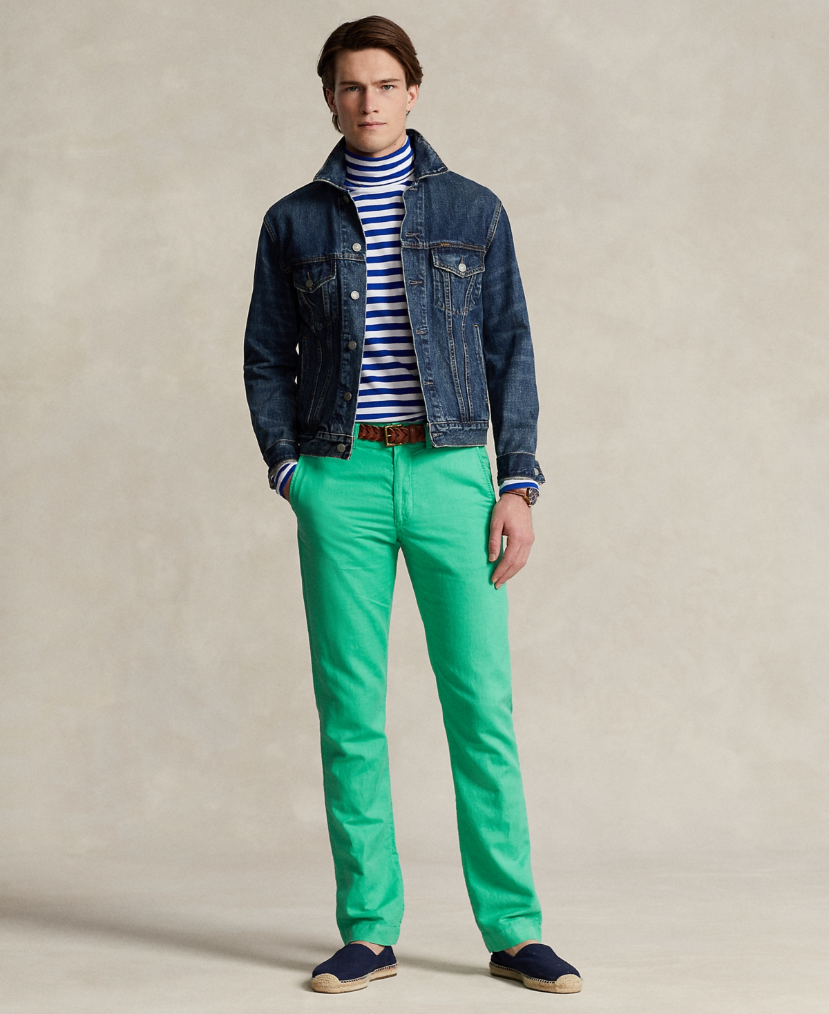 Shop Polo Ralph Lauren Men's Straight-fit Linen-cotton Pants In Classic Kelly