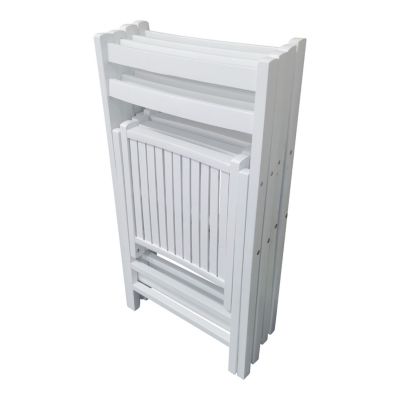 Folding Event Chairs, Set of 4, Slatted Wood