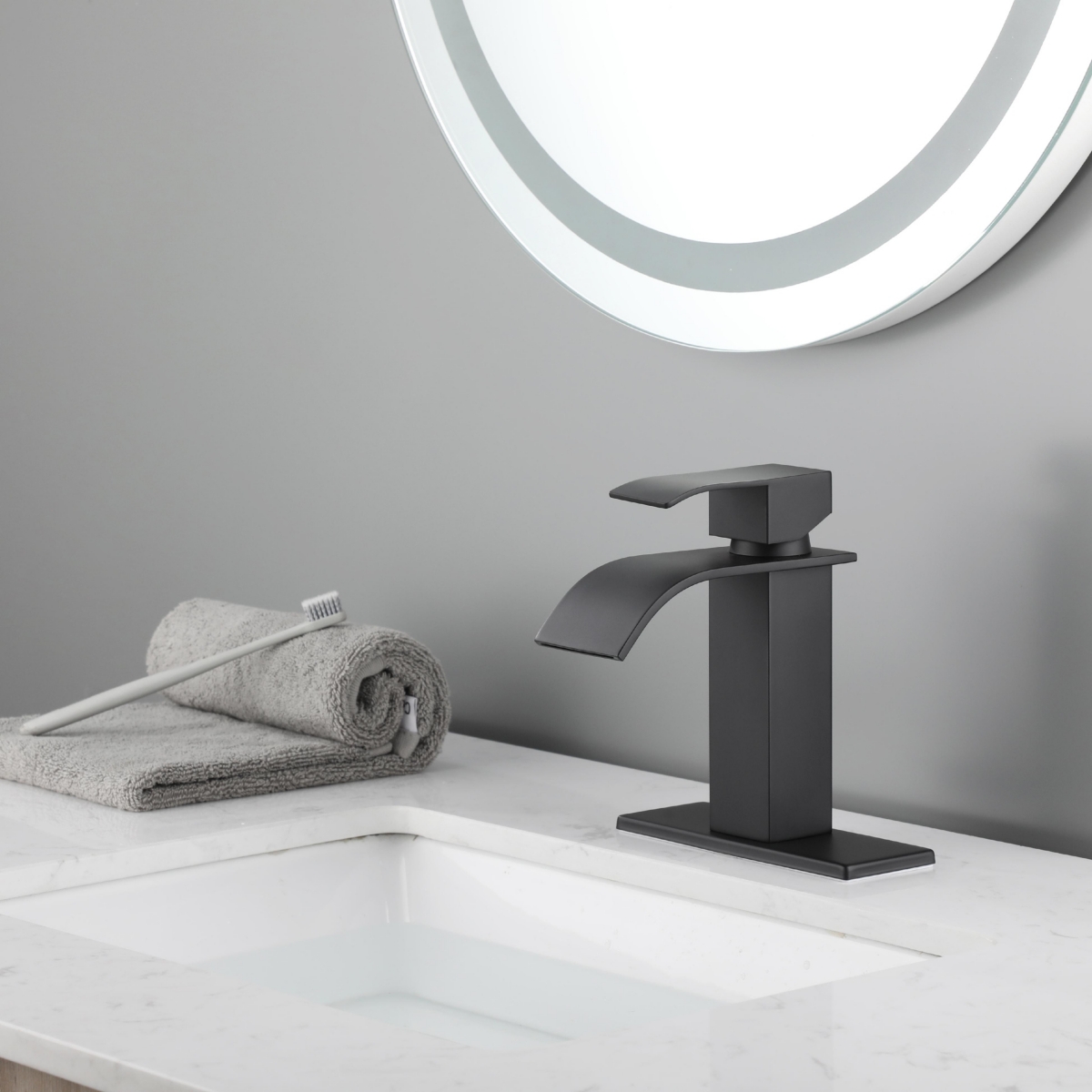 Streamdale Furniture Waterfall Spout Bathroom Faucet, Single Handle Bathroom Vanity Sink Faucet