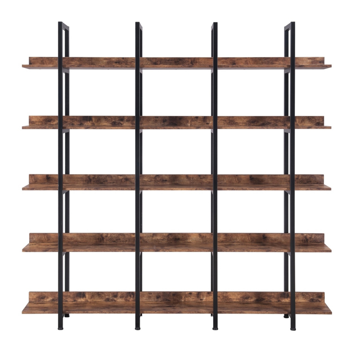 Streamdale Furniture 5 Tier Bookcase Home Office Open Bookshelf, Vintage Industrial Style Shelf With Metal Frame