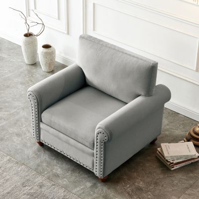 Living Room Sofa Single Seat Chair With Wood Leg Fabric