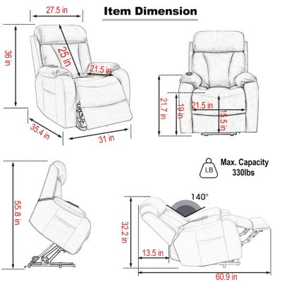 Elderly Power Lift Recliner Chair with Remote Control